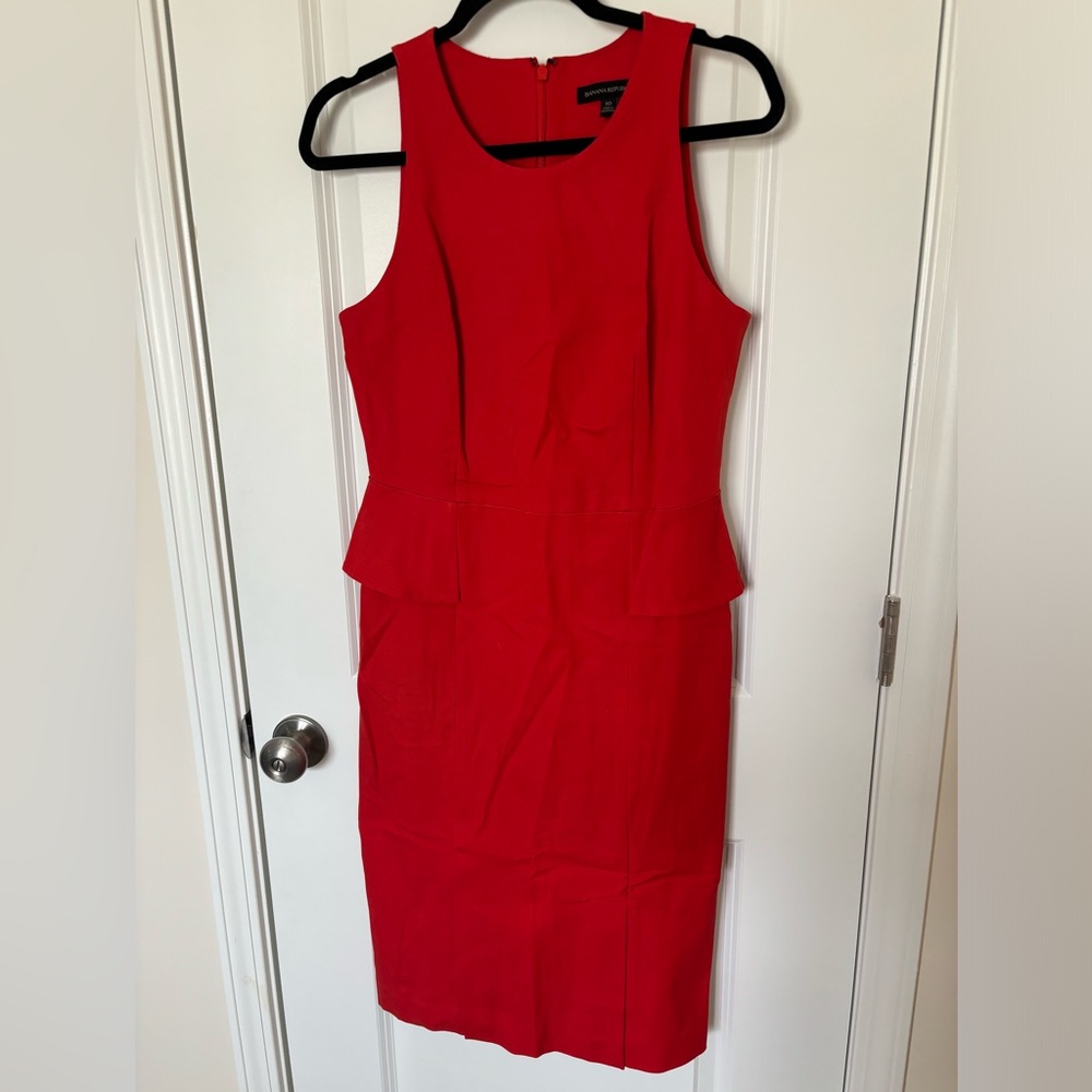 Banana Republic Red Sleeveless Peplum Sheath Dress